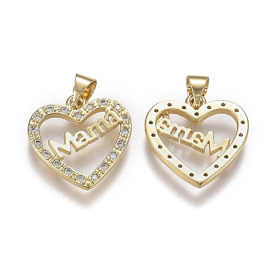 Brass Micro Pave Clear Cubic Zirconia Pendants X-ZIRC-A011-09G-1