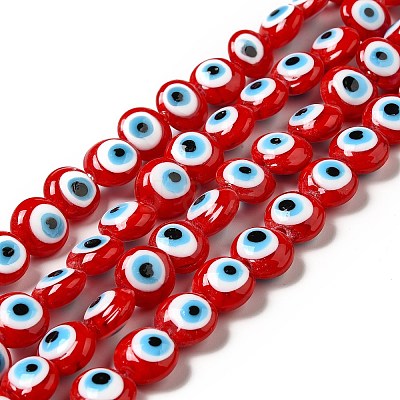 Handmade Evil Eye Lampwork Beads Strands LAMP-E030-03-1