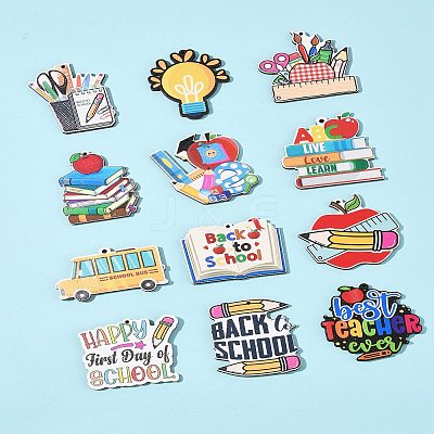 24Pcs 12 Styles Wood Pendants WOOD-FS0001-39-1