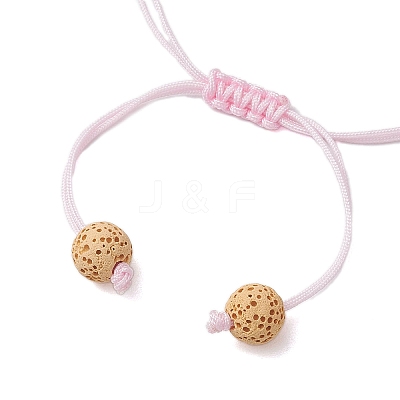 Natural Lava Rock & Natural Rose Quartz & Glass Seed Beaded Braided Bracelets BJEW-MZ00063-02-1