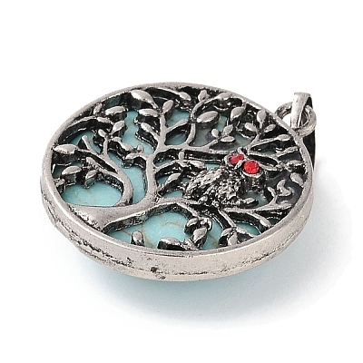 Synthetic Turquoise Tree of Life with Owl Pendants G-L524-15AS-03-1