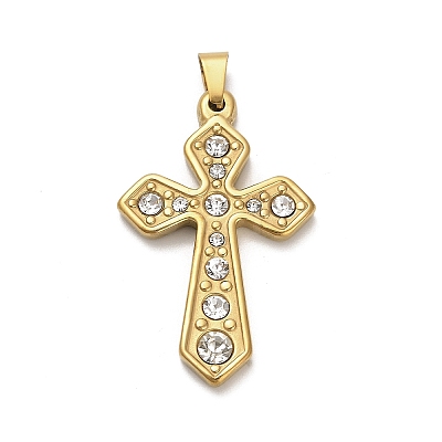 304 Stainless Steel Charms with Rhinestone STAS-Q343-16G-1