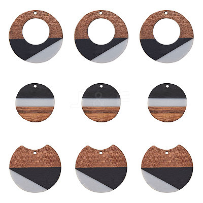 Tri-color Resin & Wood Pendants RESI-CJ0001-15-1