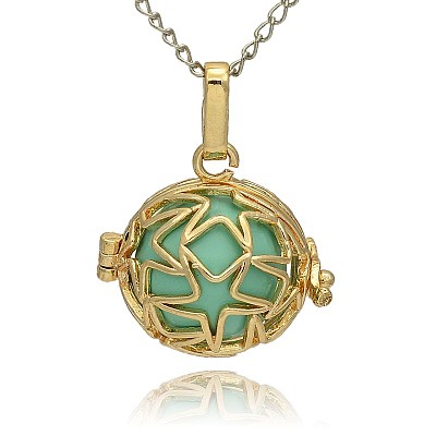 Golden Tone Brass Hollow Round Cage Pendants KK-J231-08G-1