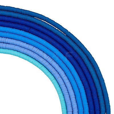 10 Strands 5 Colors Flat Round Handmade Polymer Clay Beads CLAY-SZ0002-02D-1