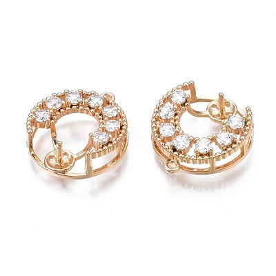 Brass Micro Pave Clear Cubic Zirconia Peg Bails Pendants KK-N232-226-1