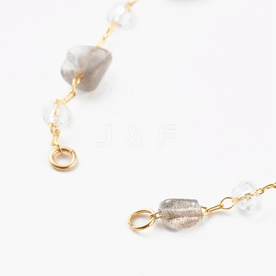 Nuggets Natural Labradorite Beaded Bracelet Makings AJEW-JB00953-04-1