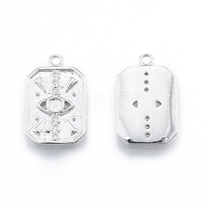 Brass Micro Pave Cubic Zirconia Pendant Cabochon Settings KK-F841-02P-1