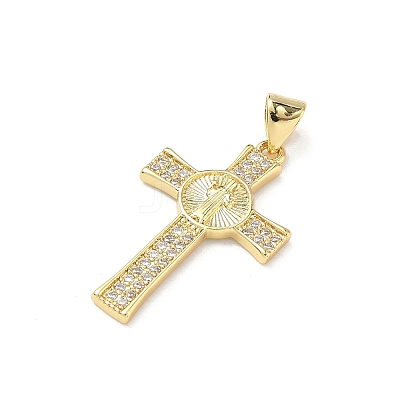 Brass Micro Pave Clear Cubic Zirconia Pendants KK-P350-16G-05-1