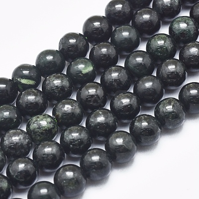 Natura Myanmar Black Jade Beads Strands G-D0001-06-8mm-1