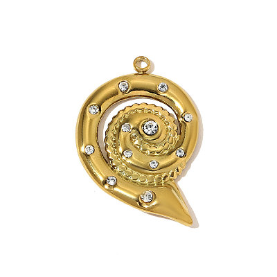 304 Stainless Steel Rhinestone Pendants STAS-OY009-93G-1