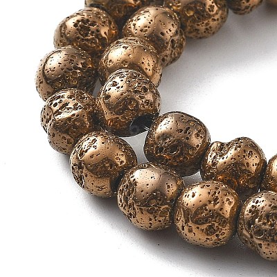 Electroplated Natural Lava Rock Beads Strands G-A251-B01-01A-1