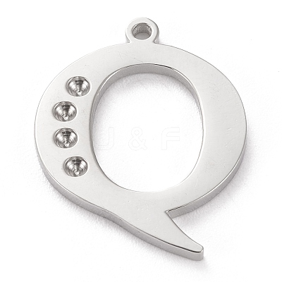 Tarnish Resistant 304 Stainless Steel Letter Pendant Rhinestone Settings LS-STAS-J028-01Q-1