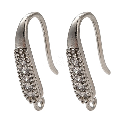 Rack Plating Brass Micro Pave Clear Cubic Zirconia Earring Hooks KK-A231-11P-1
