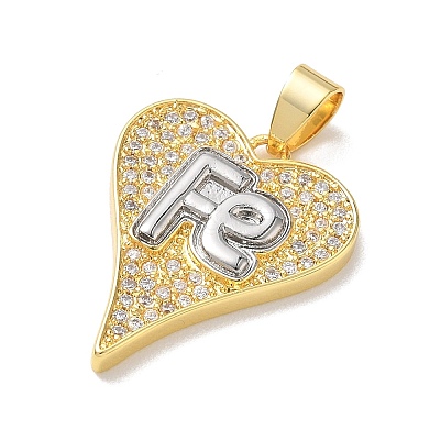 Two Tone Brass Micro Pave Clear Cubic Zirconia Pendants KK-L268-025G-04-1