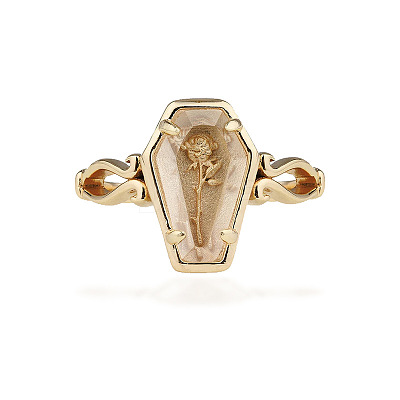 Resin Coffin with Rose Open Cuff Ring HAWE-PW0001-249A-1
