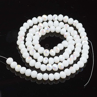 Electroplate Opaque Solid Color Glass Beads Strands X-EGLA-A034-P8mm-L17-1