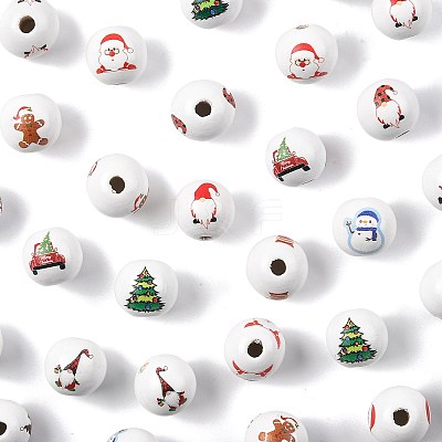 60Pcs 10 Styles Painted Natural Wood Round Beads WOOD-FS0002-46-1