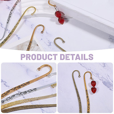 24Pcs 4 Colors Alloy Bookmark Findings FIND-GL0002-28-1