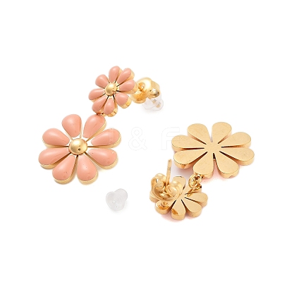 304 Stainless Steel Enamel Stud Earrings EJEW-S226-01G-01-1