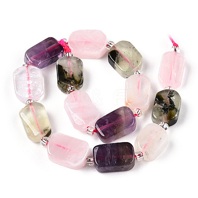 Natural Rose Quartz & Prehnite & Quartz Crystal & Amethyst Beads Strands G-C098-A24-01-1