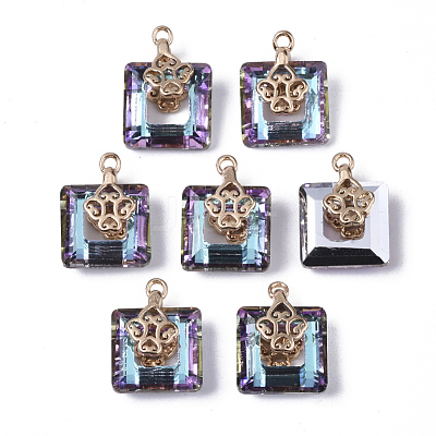 Electroplate Glass Charms X-EGLA-N005-002B-1
