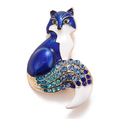 Rhinestone Fox Badge JEWB-E013-05G-02-1