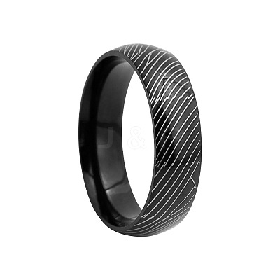 Stripe Pattern 201 Stainless Steel Finger Rings FS-WG7658E-19-1