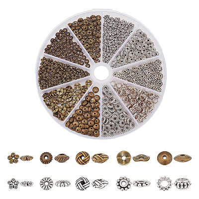 500Pcs 10 Style Tibetan Style Alloy Beads FIND-NB0003-75-1