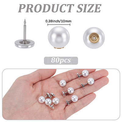 80Pcs Plastic Imitation Pearl Anti-glare Lapel Pins Brooches JEWB-SP0001-12A-1