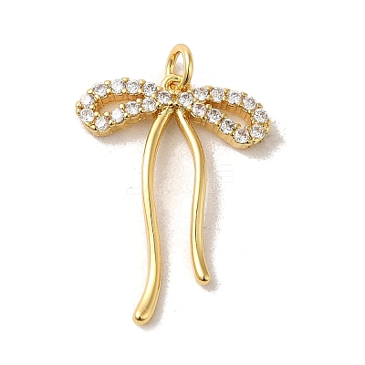 Brass Micro Pave Clear Cubic Zirconia Pendants X-KK-R155-01G-1