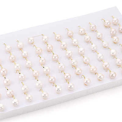 Brass Natural Pearl Dangle Earrings PEAR-N020-08C-01-1