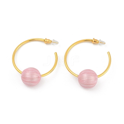 Round Brass Enamel Hoop Earrings for Women EJEW-Q391-35G-02-1