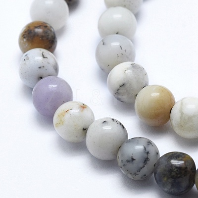 Natural White African Opal Beads Strands G-E472-02-8mm-1