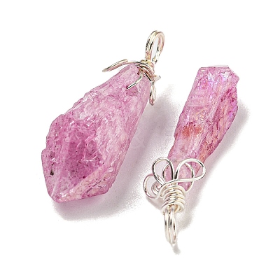 Electroplated Platinum Palted Copper Wire Wrapped Natural Quartz Crystal Pendants G-L133-07G-1