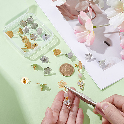 24Pcs 4 Style 304 Stainless Steel Stud Earring Findings STAS-UN0030-61-1