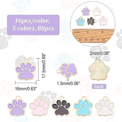 80Pcs 5 Colors Alloy Enamel Pendants ENAM-FH0001-35-1