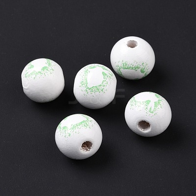 Easter Theme Printed Wood European Beads WOOD-C002-10B-1