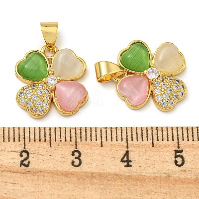 Rack Plating Brass Micro Pave Clear Cubic Zirconia Pendants KK-Z063-15G-1