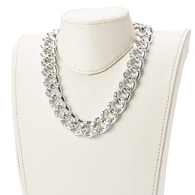 CCB Plastic Rhinestone Curb Chain Necklaces NJEW-JN03560-1