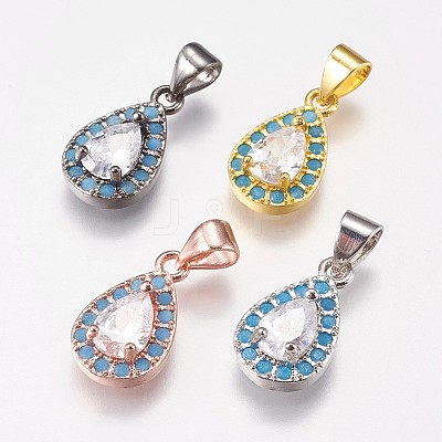 Brass Micro Pave Cubic Zirconia Pendants KK-I614-063-1