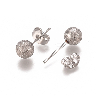 Tarnish Resistant 304 Stainless Steel Stud Earrings EJEW-L215-58D-P-1