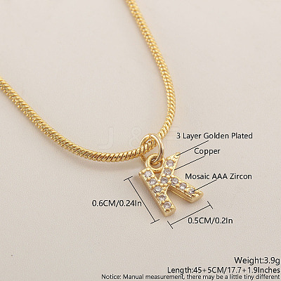 Brass Micro Pave Clear Cubic Zirconia Pendant Initial Necklaces FS-WGC46E8-11-1