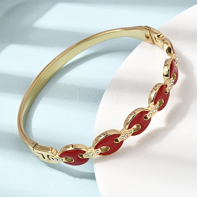 304 Stainless Steel Enamel Hinged Bangles BJEW-B168-01G-1