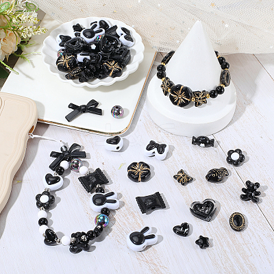 160Pcs 16 Styles Mixed Styles Acrylic Beads OACR-PA0001-77C-1