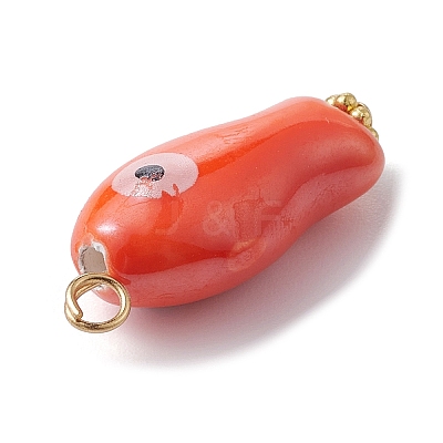 Evil Eye Fish Shaped Glazed Porcelain Pendants PALLOY-JF02166-1
