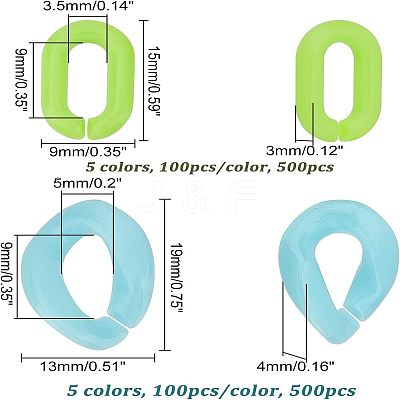 1000Pcs 10 Style Opaque Acrylic Linking Rings FIND-CA0004-84-1