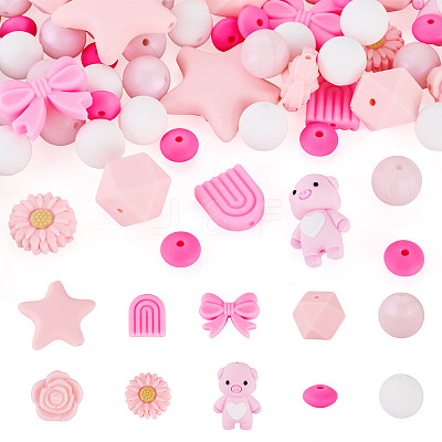 60Pcs Silicone Beads for DIY Big Themed Jewelry SIL-TA0003-37-1