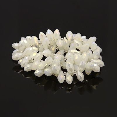 Faceted Teardrop Electroplate Glass Pendants Beads Strands GLAA-A023A-AB02-1