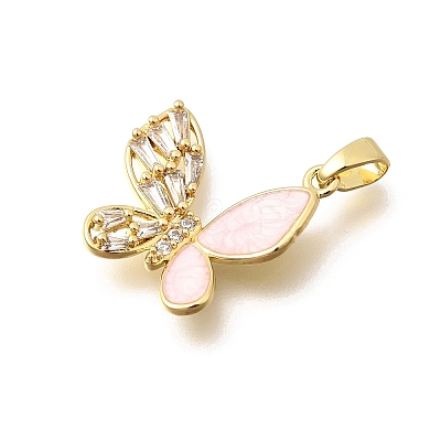 Brass Clear Cubic Zirconia Pendants KK-B187-01G-01A-1